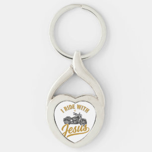 Christian Biker I Ride With Jesus Vintage Motorcyc Keychain