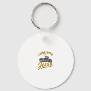 Christian Biker I Ride With Jesus Vintage Motorcyc Keychain
