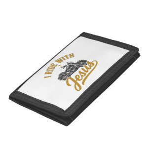 Christian Biker I Ride With Jesus Vintage Motorcyc Trifold Wallet