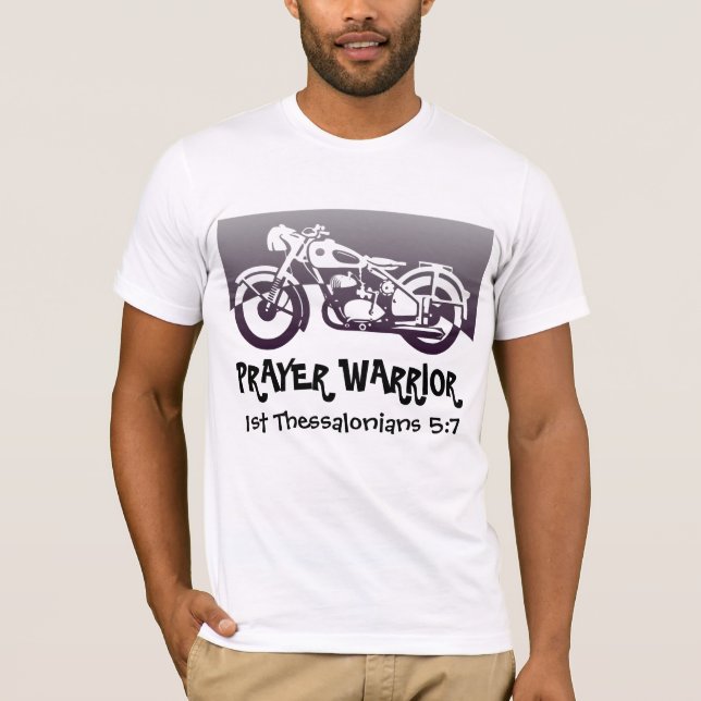 Christian Biker T-shirts, Prayer Warrior T-Shirt (Front)