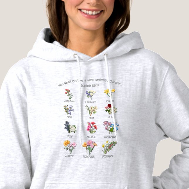 Christian BIRTH MONTH FLOWERS Jan to Dec Hoodie (Creator Uploaded)