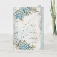 Christian Birthday Blue Floral Scripture