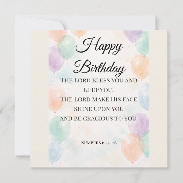 Christian Birthday Flat Card – Numbers 6:24–26 (Front)