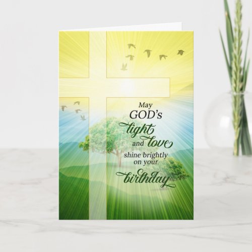 Christian Birthday Gods Light and Love Scenic Card