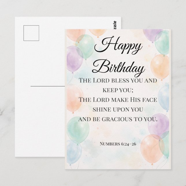 Christian Birthday Postcard – Numbers 6:24–26 Bles (Front/Back)