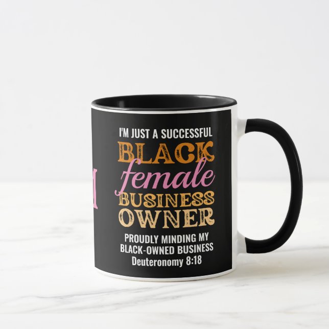 Christian BLACK FEMALE BUSINESS OWNER Monogram Mug (Right)