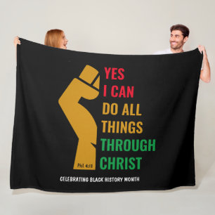 Christian BLACK HISTORY MONTH Yes I Can Fleece Blanket