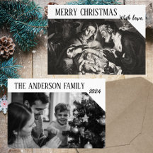 Christian Black & White Family Photo Christmas