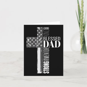 Christian Blessed Dad American Flag Religious Fath Card