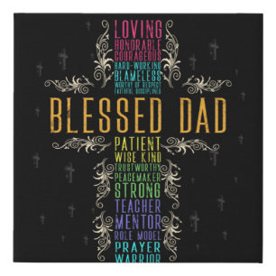 Christian Blessed Dad Cross Fathers Day Faithcross Faux Canvas Print
