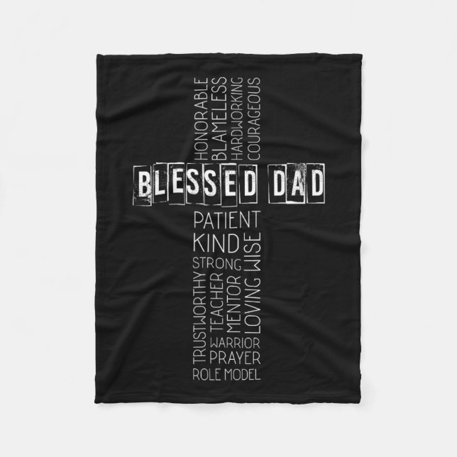 Christian Blessed Dad Cross Fathers Day  Fleece Blanket (Front)