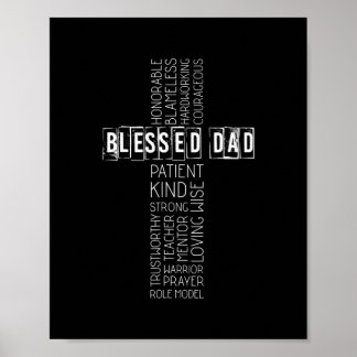 Christian Blessed Dad Cross Fathers Day  Poster