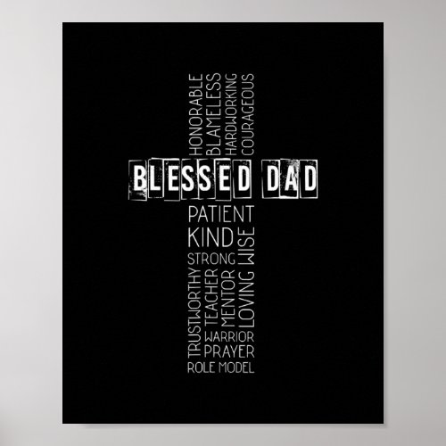 Christian Blessed Dad Cross Fathers Day  Poster