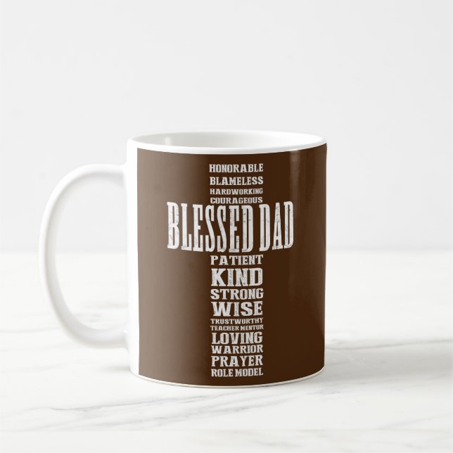 Christian Blessed Dad Cross Fathers Day Prayer Coffee Mug (Left)