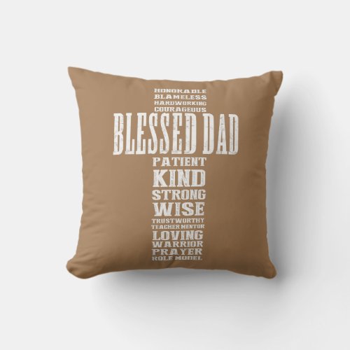 Christian Blessed Dad Cross Fathers Day Prayer Throw Pillow