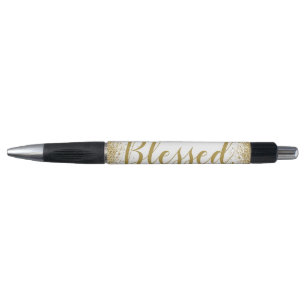 Christian Blessed Modern Faux Gold Glitter Pen