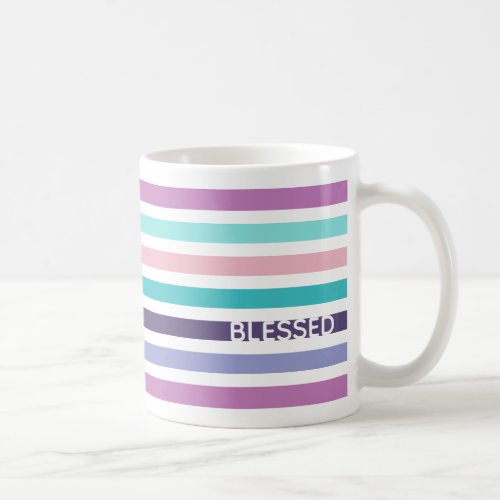 Christian BLESSED Modern Pastel Striped  Coffee Mug