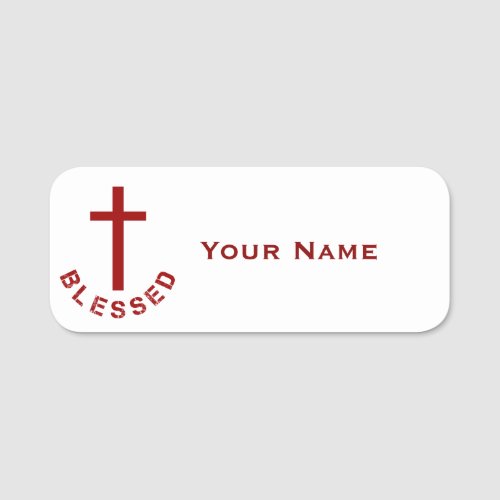 Christian Blessed Red Cross Church Events Name Tag