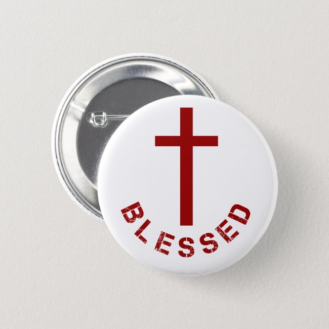 Christian Blessed Red Cross Typography