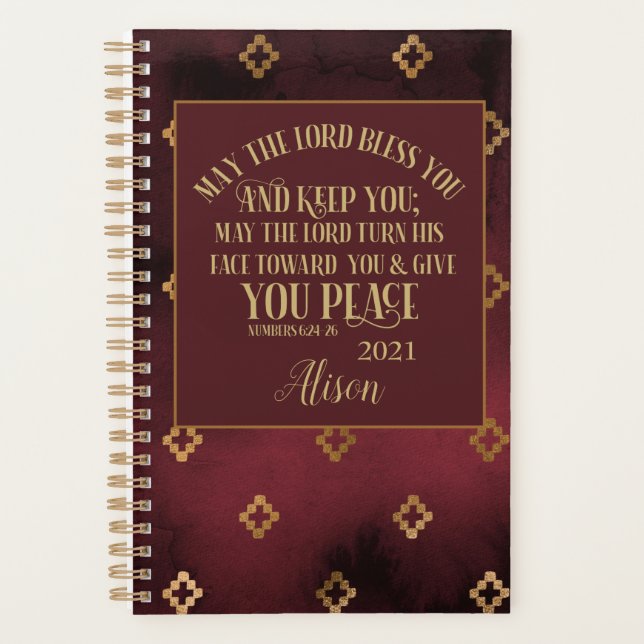 Christian  Blessing Bible Floral Personalized 2022 Planner (Front)