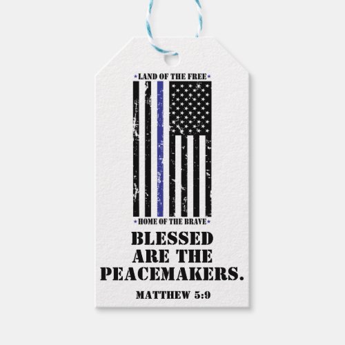Christian Blessing for Police Thin Blue Line Flag Gift Tags