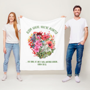 Christian BLOOM WHERE YOU'RE PLANTED Floral Fleece Blanket
