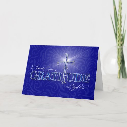 Christian Blue and Silver Sympathy Thank You Card