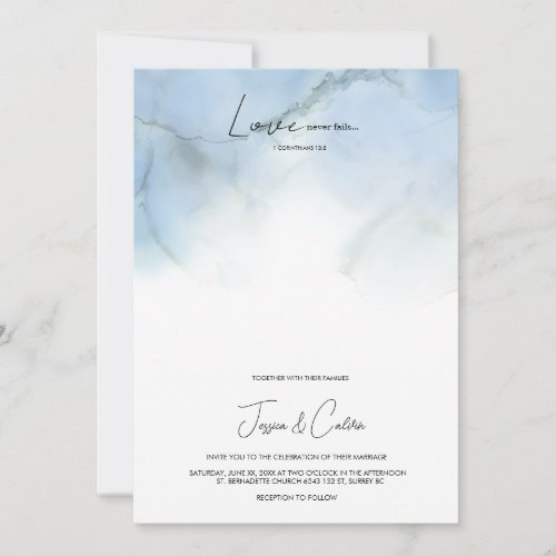 Christian Blue And White Wedding Invitation 