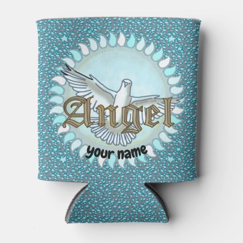 Christian Blue Angel Dove custom name Can Cooler