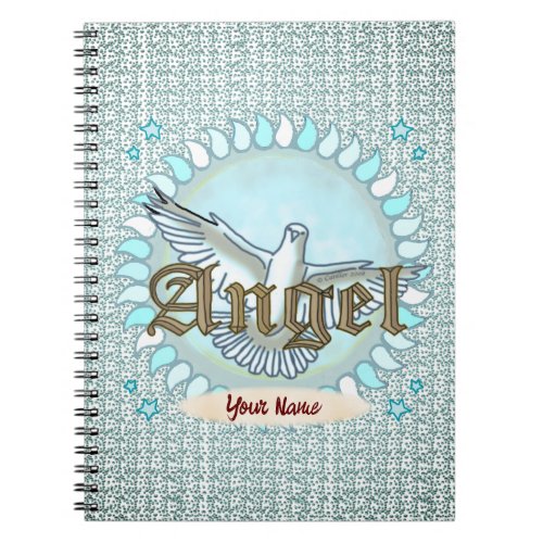Christian Blue Angel Dove custom name Notebook