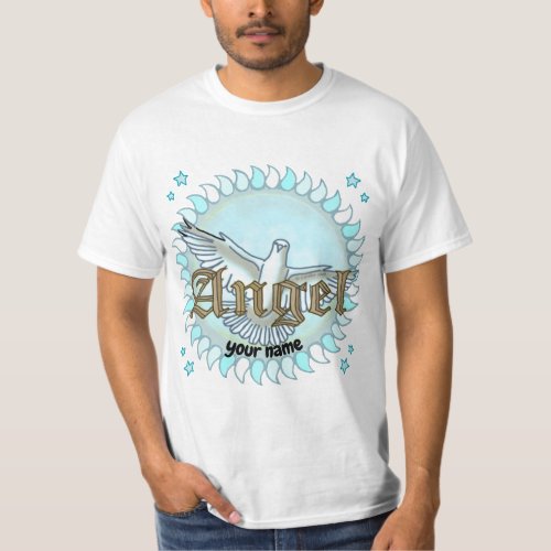 Christian Blue Angel Dove custom name T_Shirt