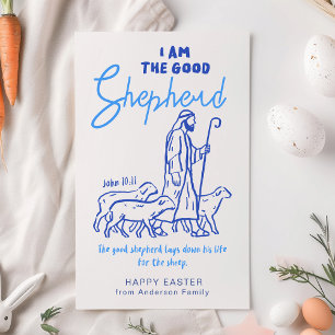 Christian Blue Bible Verse Happy Easter Greenings Holiday Card