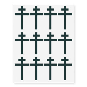 Christian Blue Ecclesiastic Temporary Tattoo Cross