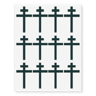 Christian Blue Ecclesiastic Temporary Tattoo Cross