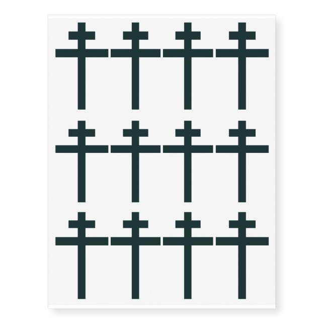 Christian Blue Ecclesiastic Temporary Tattoo Cross (Front)