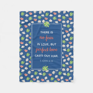 Christian Blue Floral Fleece Blanket