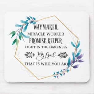 Christian Blue Floral Wreath Mouse Pad