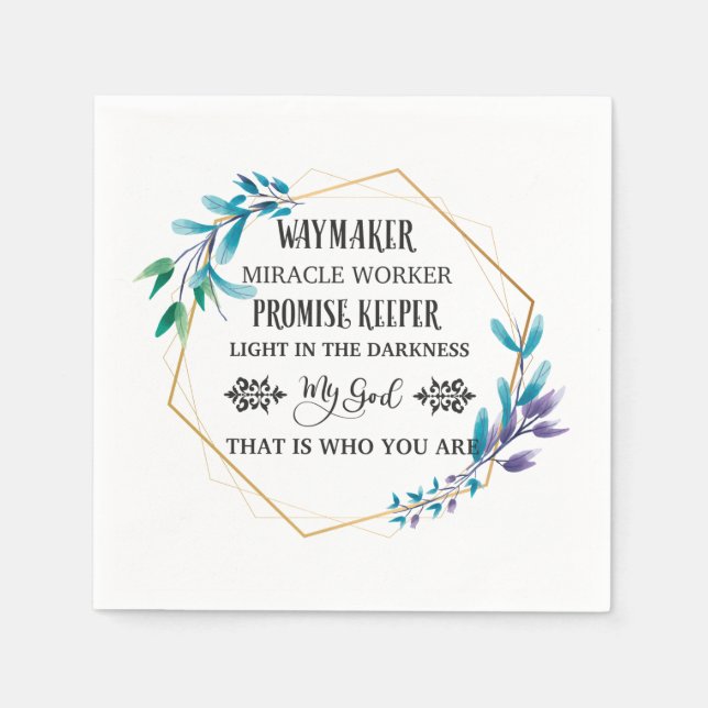 Christian Blue Floral Wreath  Napkins (Front)