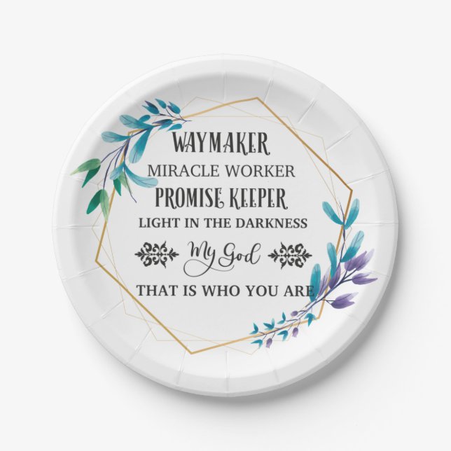 Christian Blue Floral Wreath   Paper Plates (Front)