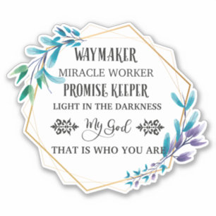 Christian Blue Floral Wreath Sticker