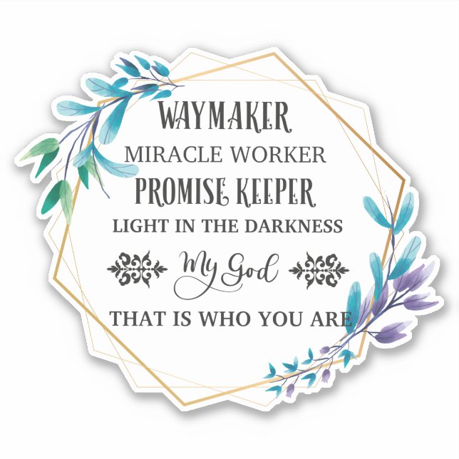 Christian Blue Floral Wreath  Sticker (Front)