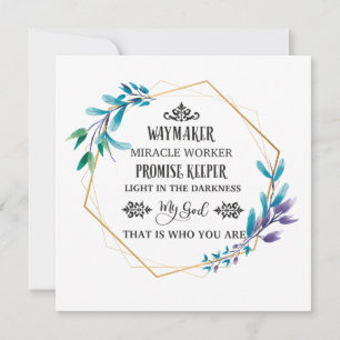 Christian Blue Floral Wreath Thank You Card