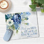Christian Blue Marble Floral Marble Bible Verse Mouse Pad at Zazzle