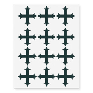 Christian Blue Moline Cross Temporary Tattoo