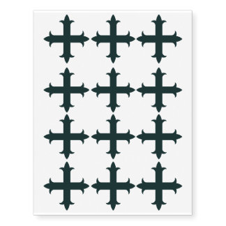 Christian Blue Moline Cross Temporary Tattoo