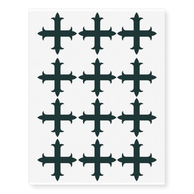 Christian Blue Moline Cross Temporary Tattoo (Front)