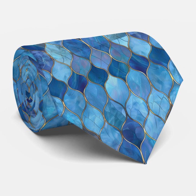 Christian Blue Stained Glass Neck Tie (Rolled)