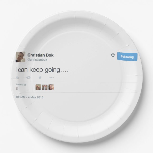 Christian Bok Custom Paper Plate 7" (Front)
