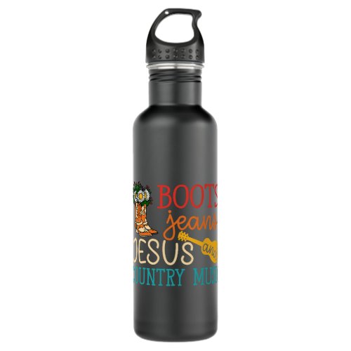 Christian Boots Jeans Jesus And Country Music Musi Stainless Steel Water Bottle