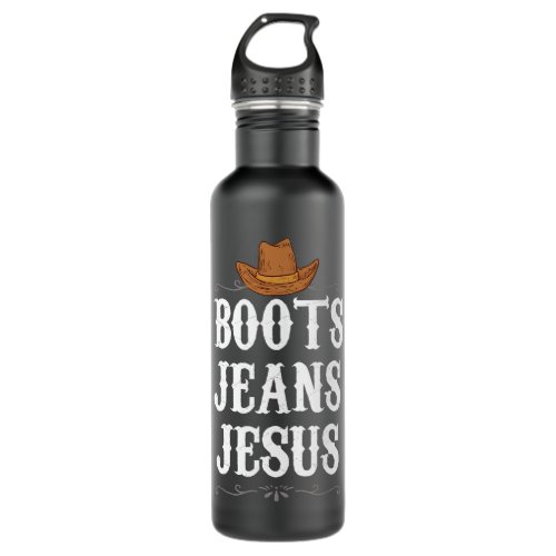 Christian Boots Jeans Jesus Country Music Funny Sa Stainless Steel Water Bottle